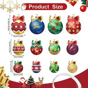 12 Pack Christmas Balls Yard Signs Giant Lawn Signs Christmas Ornaments Outdoor